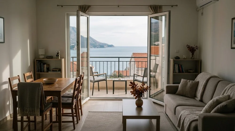 Furnished coastal rental apartment with an Adriatic Sea view