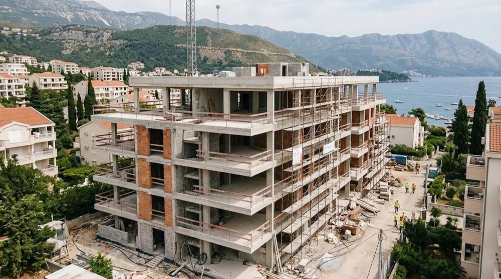 Partly constructed residential apartment building on the Montenegro coast